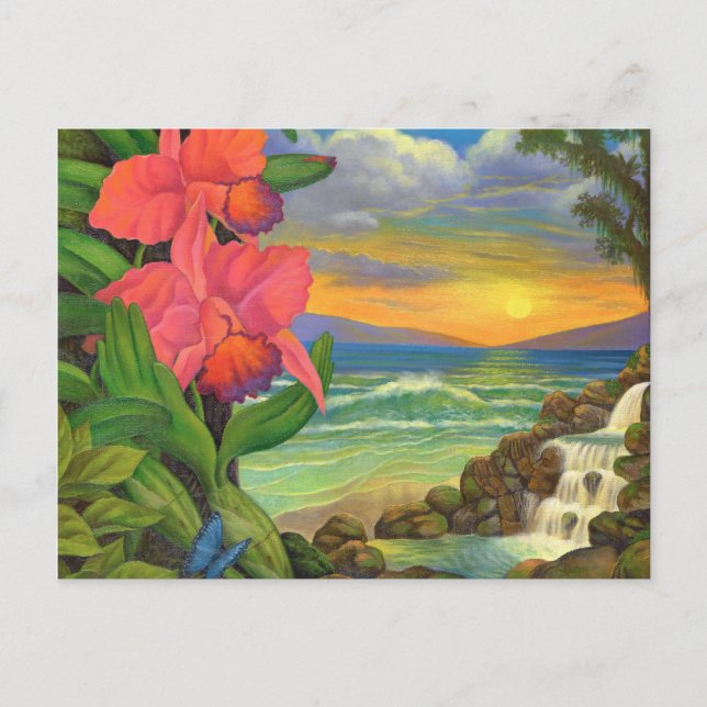 Carte Postale Landscape Fantasy Ocean Orchids Painting Seascape (Devant)