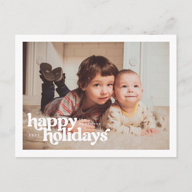 Carte Postale Landscape Photo With Bold Happy Holidays (Devant)