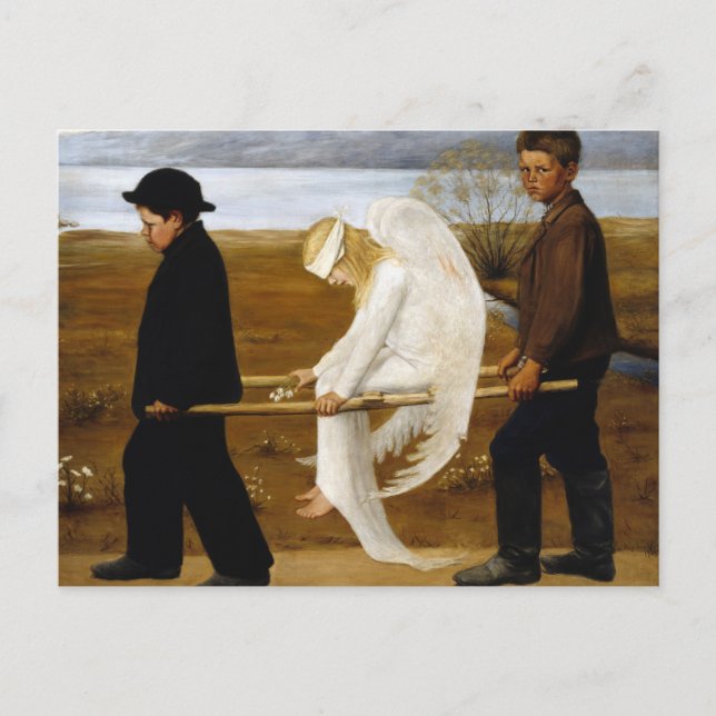 Carte Postale L'ange blessé par la peinture Hugo Simberg, 1903 (Devant)