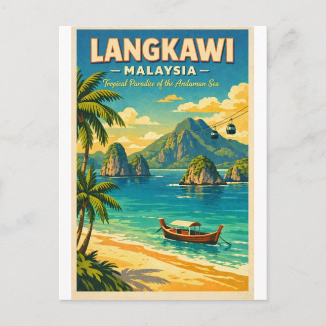 Carte Postale Langkawi Island, Malaysia, in a vibrant retro  (Devant)