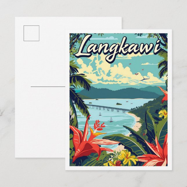Carte Postale Langkawi Malaisie Illustration de voyage artistiqu (Devant / Derrière)