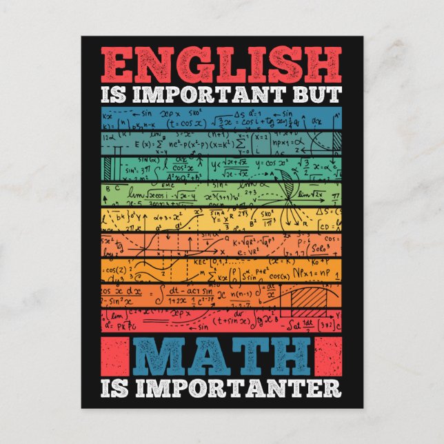 Carte Postale L'Anglais Est Important Mais Les Maths Sont Import (Devant)