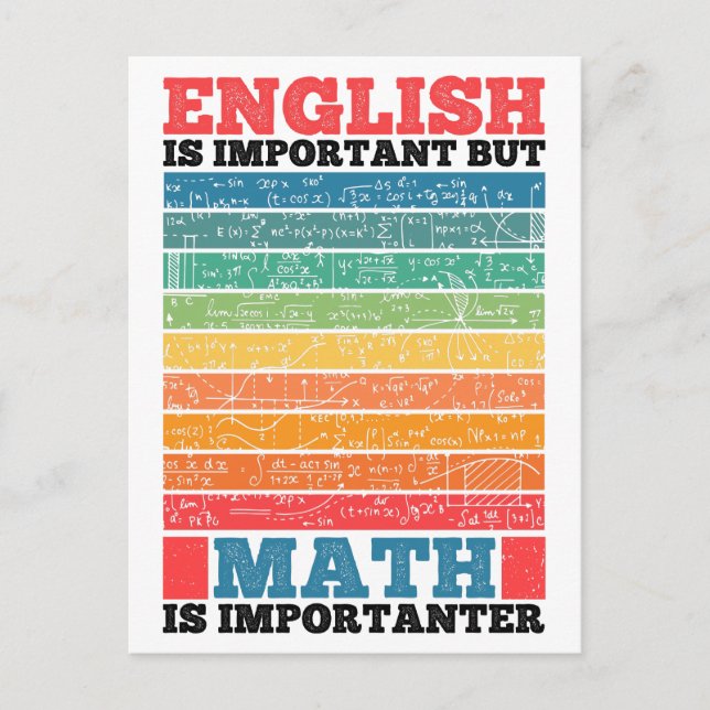 Carte Postale L'Anglais Est Important Mais Les Maths Sont Import (Devant)