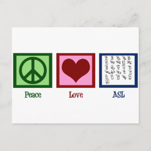 Carte Postale Langue des signes Peace Love