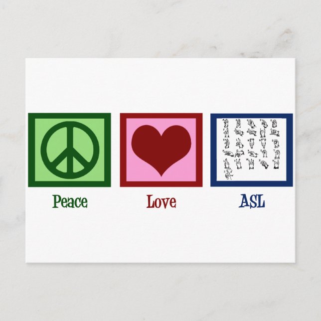 Carte Postale Langue des signes Peace Love (Devant)