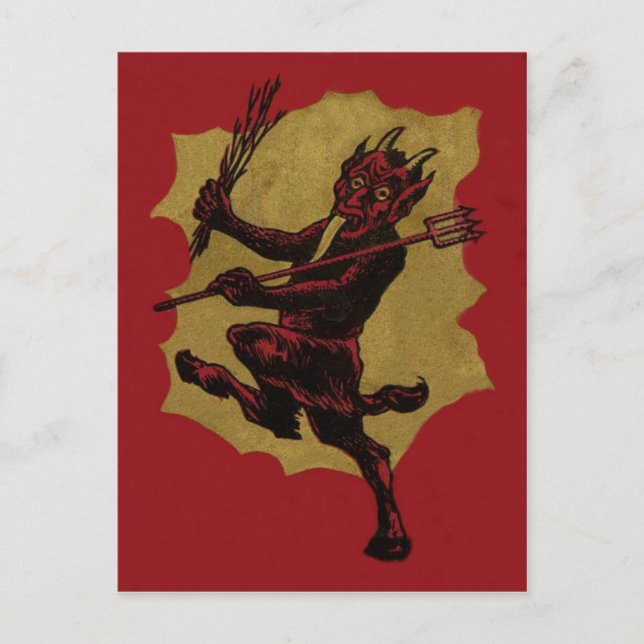 Carte Postale Langue du commutateur à fourche rouge Krampus (Devant)