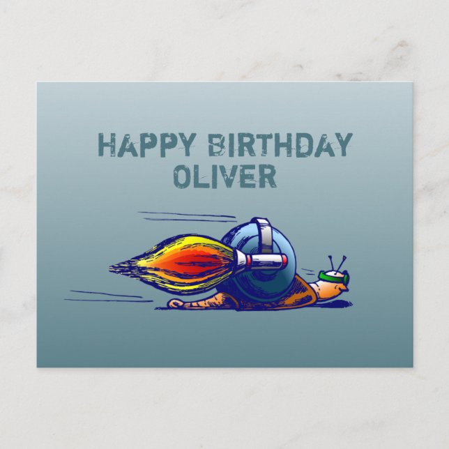 Carte Postale L'anniversaire de l'escargot fusée (Devant)