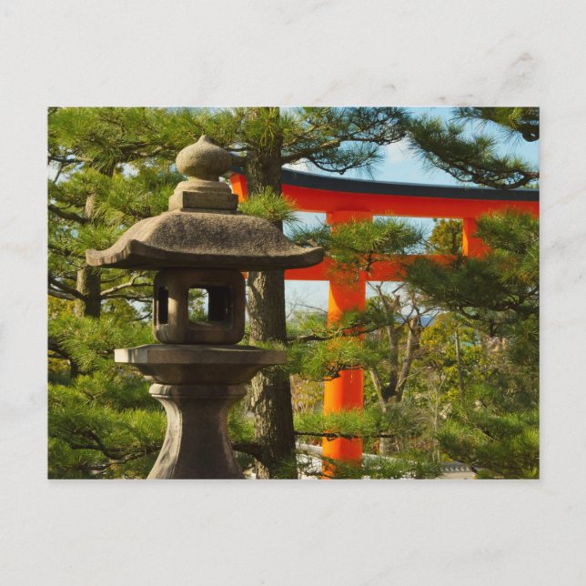 Carte Postale Lantern en pierre et porte Torii (Devant)