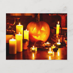 Carte Postale lanterne citrouille d'Halloween