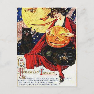 Carte Postale Lanterne Vintage d'Halloween KRW
