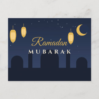 Carte Postale Lanternes Ramadan Mubarak Navy Or Salutations Post