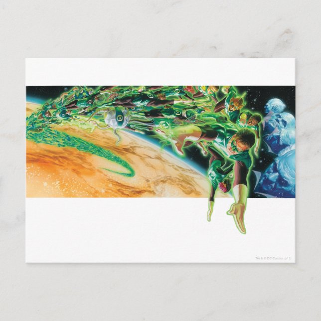 Carte Postale Lanternes vertes volant dans l'espace (Devant)