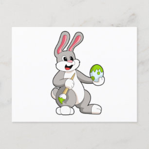 Carte Postale Lapin à la peinture avec œuf