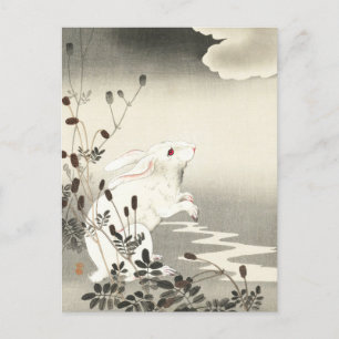 Carte Postale Lapin à la Pleine lune Peinture par Ohara Koson