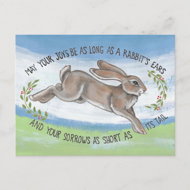 Carte Postale Lapin à l'aquarelle  Espoir Encouragement Prompt r (Devant)