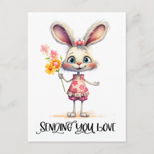 Carte Postale Lapin adorable vous envoyant de l'amour