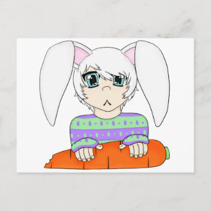 Carte Postale Lapin Anime Garçon Lapin Avec Carotte