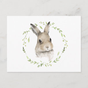 Carte Postale Lapin aquarelle d'animaux de la forêt