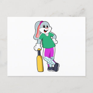 Carte Postale Lapin au cricket avec batte de cricket