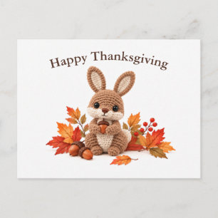 Carte Postale Lapin au crochet Joyeux Thanksgiving