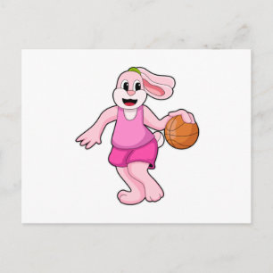 Carte Postale Lapin au sport de basket-ball
