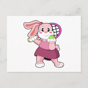 Carte Postale Lapin au tennis avec une raquette de tennis