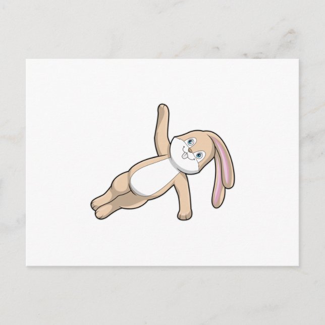Carte Postale Lapin au Yoga Stretching (Devant)