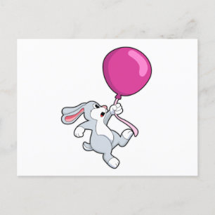 Carte Postale Lapin avec ballon