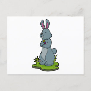 Carte Postale Lapin avec des fleurs