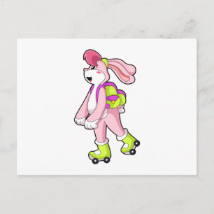 Carte Postale Lapin avec des patins à roulettes