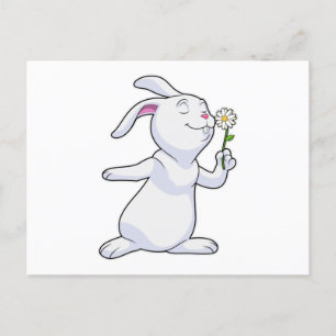 Carte Postale Lapin avec marguerite