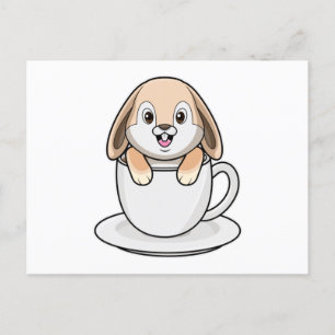 Carte Postale Lapin avec tasse à café