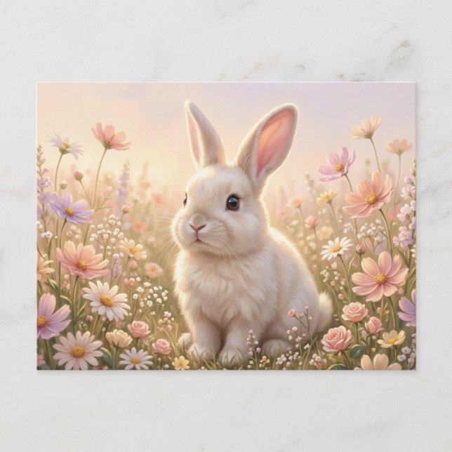 Carte Postale Lapin Blanc (Devant)