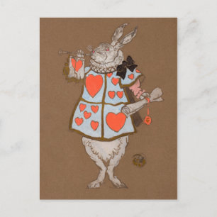 Carte Postale Lapin Blanc avec Conception de Costume de Héraut