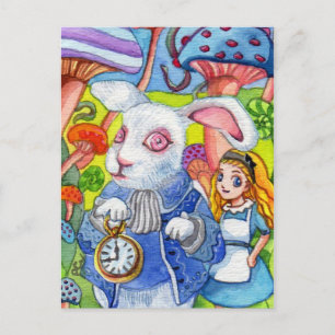 Carte Postale Lapin blanc et mini Aliace