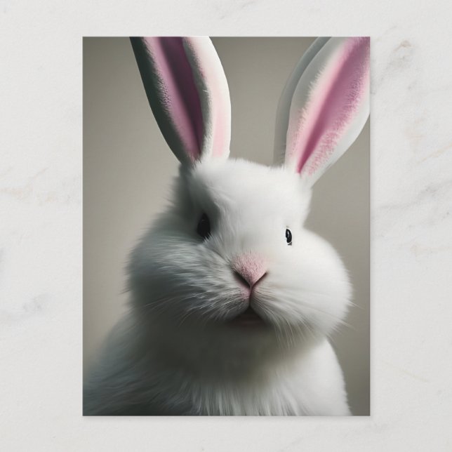 Carte Postale Lapin Blanc Mignon (Devant)