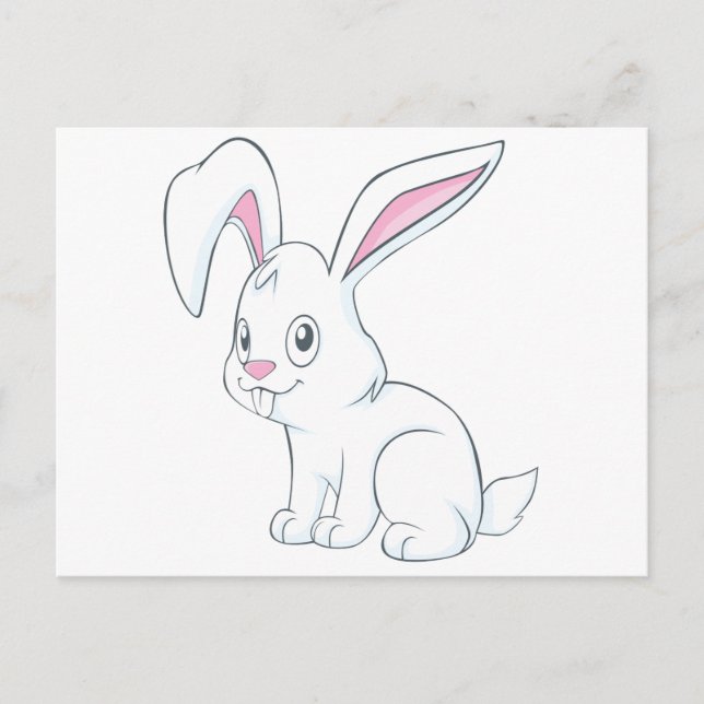 Carte Postale Lapin blanc souriant (Devant)