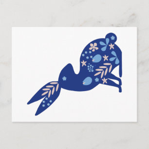 Carte Postale Lapin bleu avec fleur