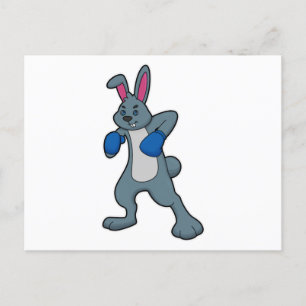 Carte Postale Lapin boxeur avec gants de boxe