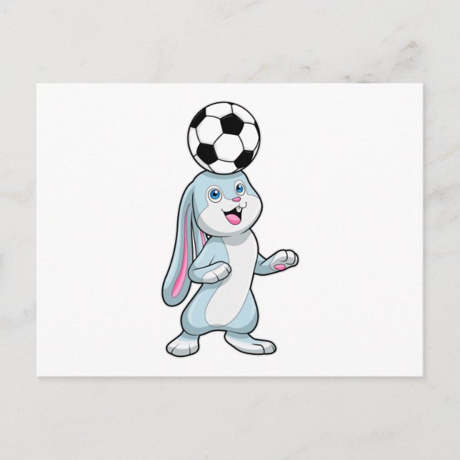 Carte Postale Lapin comme joueur de football avec balle de footb (Devant)