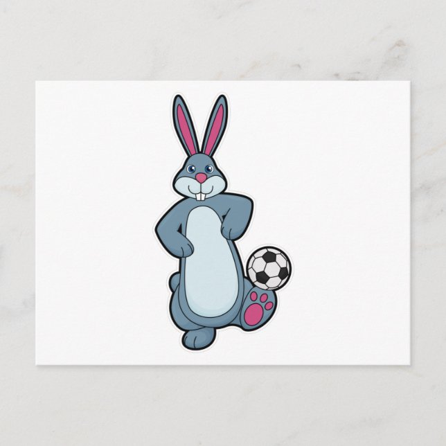 Carte Postale Lapin comme joueur de football avec balle de footb (Devant)