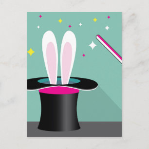 Carte Postale Lapin dans une magie casquette