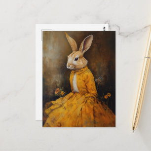 Carte Postale Lapin dans une robe jaune