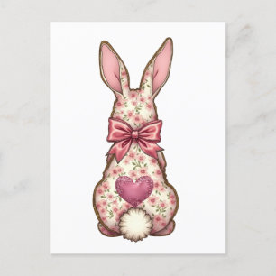 Carte Postale Lapin de coton floral Coquette Lapin de fond Rabbi