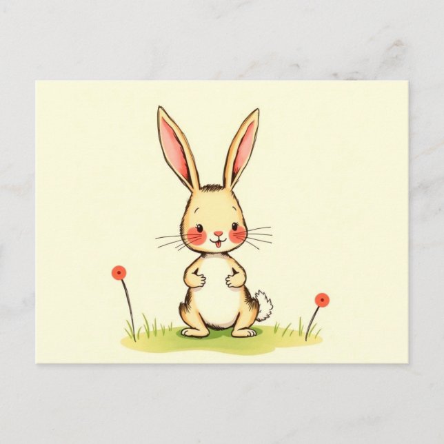 Carte Postale Lapin de dessin animé mignon (Devant)