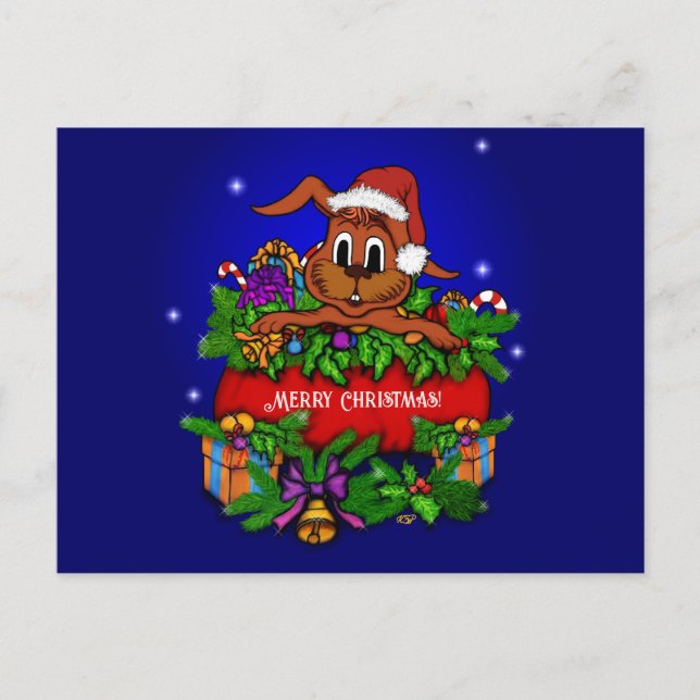 Carte Postale Lapin de Noël (Devant)