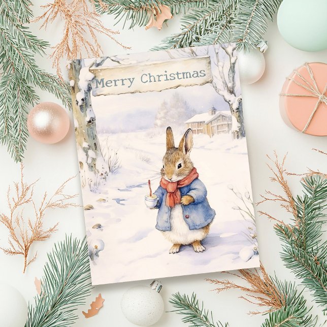 Carte Postale Lapin de Noël Peter Vintage (Créateur téléchargé)