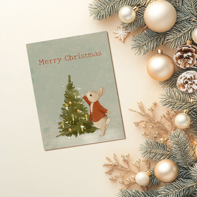 Carte Postale Lapin de Noël Peter Vintage (Créateur téléchargé)