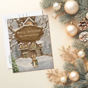 Carte Postale Lapin de Noël Pierre Vintage 