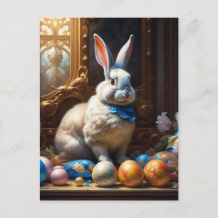 Carte Postale Lapin de Pâques baroque avec oeufs
